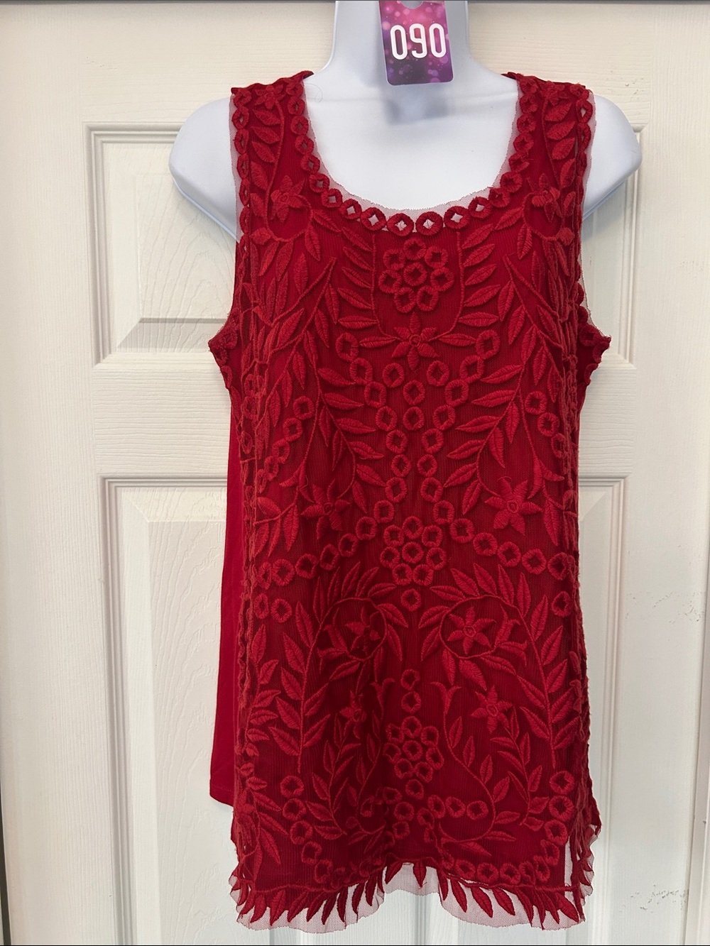 J. Jill Red Embroidered Sleeveless Camisole